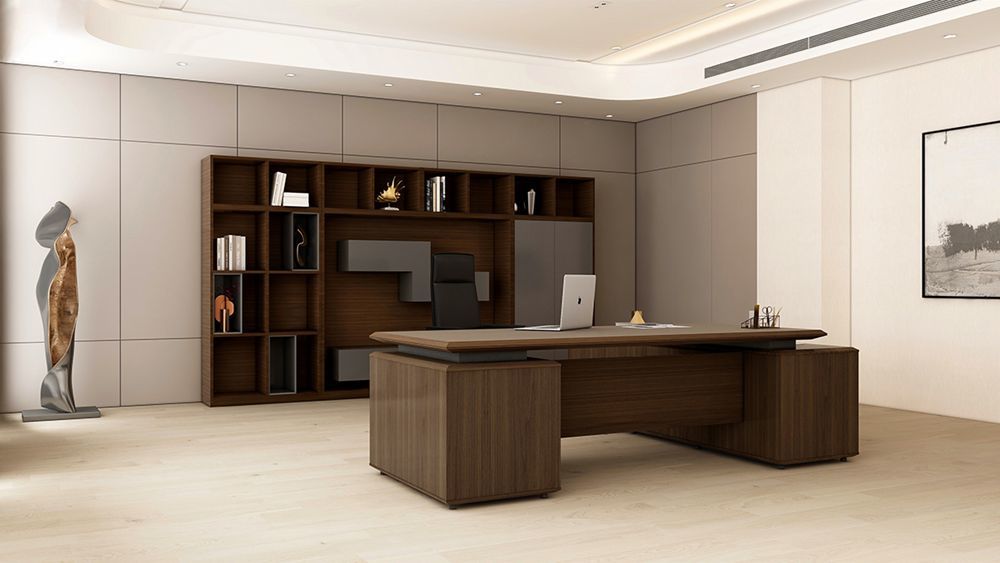 Executive Office Desk 2400mm 2600mm 2800mm Manager Workstation With Side Cabinet
