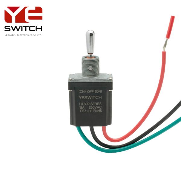 15A 250V Industrial Metal Toggle Switch (ON)-OFF-(ON) With Three Wires