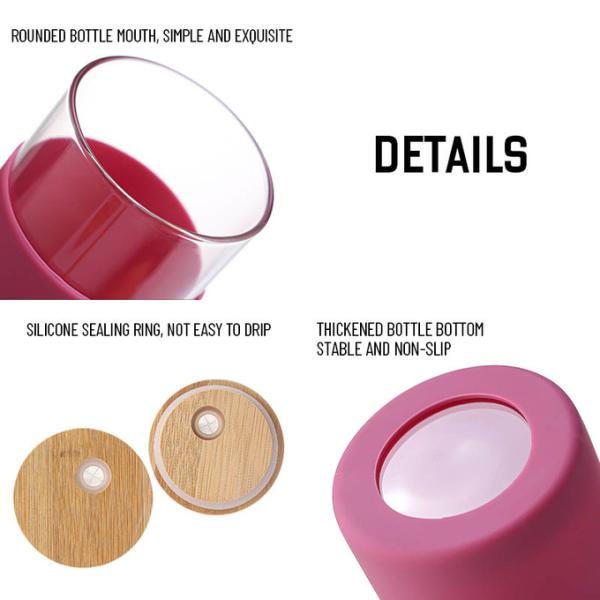 Bouteille d'eau en verre scellée de 16 oz, résistante au BPA, sans BPA, certifiée écologique, avec marque laser.