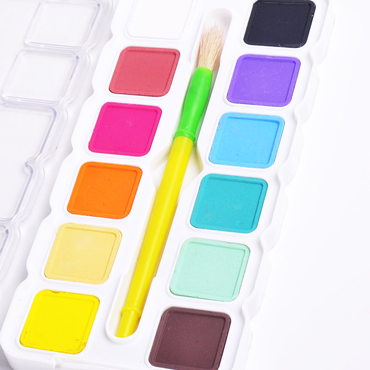 transparent plastic box b2c wholesale 12color 30mm square watercolor paint set