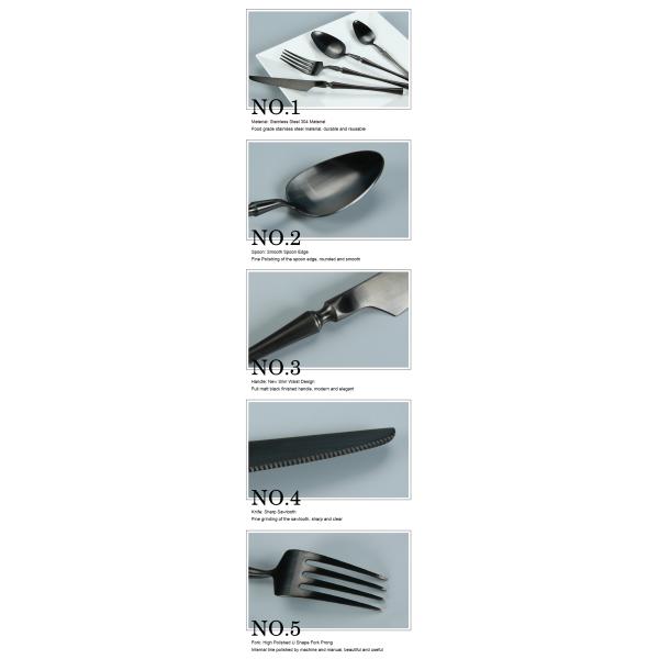 Matte Black Stainless Steel Cutlery For 4 Include Knife