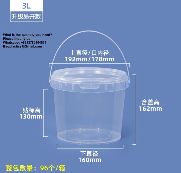 500ML/750ML/1000ML Plastic Cups Lids Wholesale Disposable Clear Plastic Drink Buckets Fruits Container Tubs For Drinks Foods