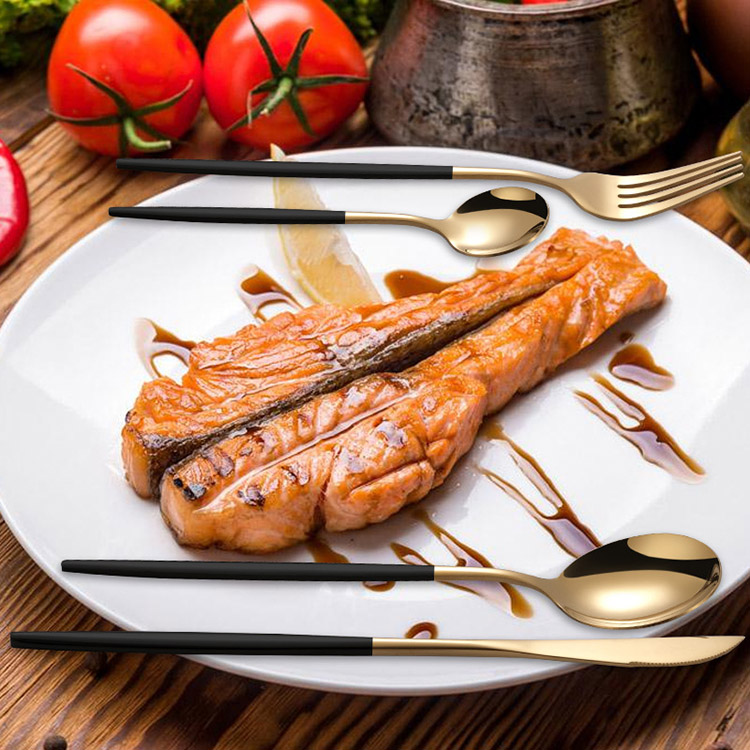 Flatware LFGB золота десерта кофе чая 6 человеков нержавеющий 24 набора столового прибора золота части