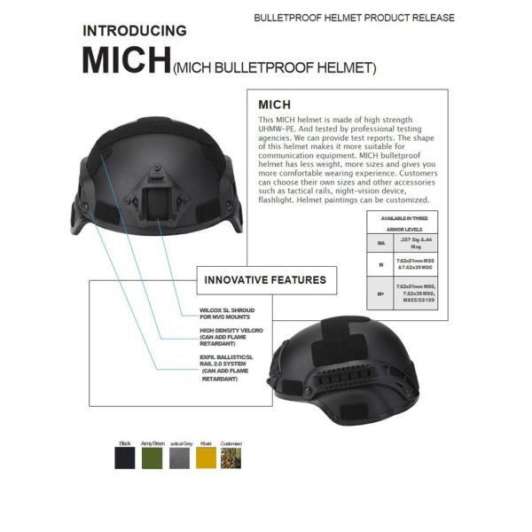 PE Military Ballistic Armor Explosion Proof Bulletproof Tactical Helmet