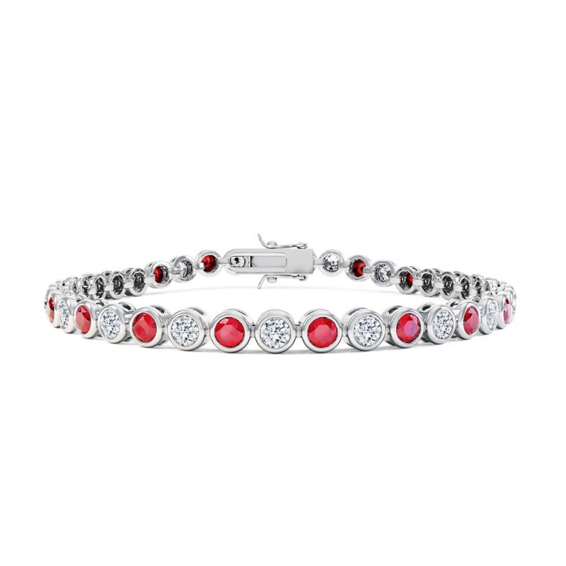 925 Sterling Silver Classic 2mm Rose Pink Pave Cubic Zircon Tennis Bracelet for Girl