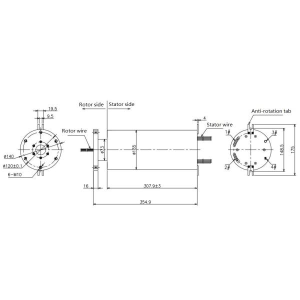 Сильнотоковое кольцо выскальзывания щетки углерода IP51 с алюминиевым снабжением жилищем