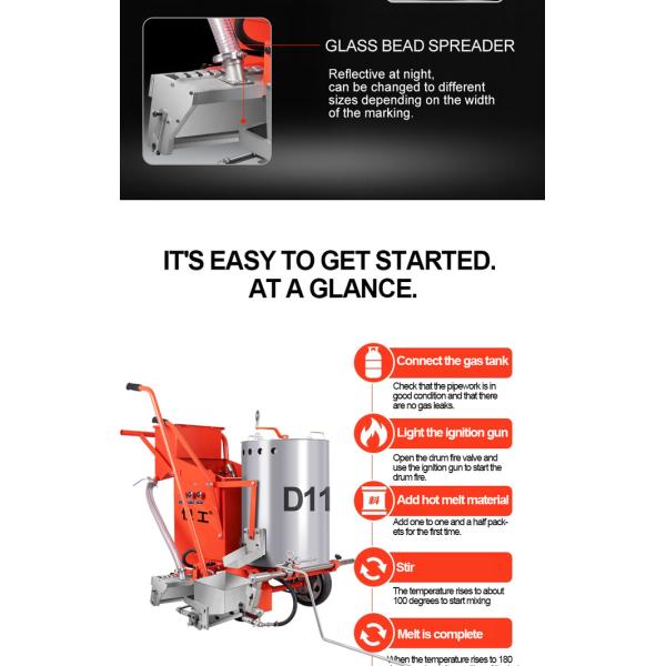 Parking Lots Stadium Road Marking Machine Diesel 6.5HP 10 L/Min 250 Bar Hydraulic Straight Line Cold Melt Spray