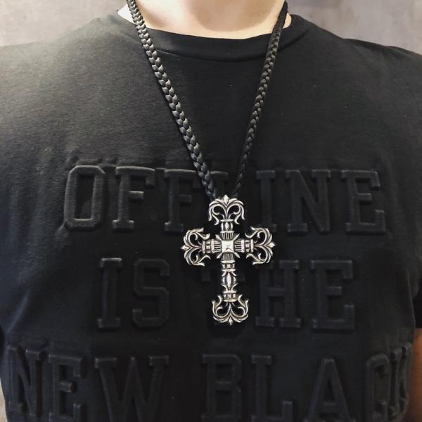 925 Silver Large Flame Cross Necklace with 55-70cm Chain and S925 Logo for Everyday Wear