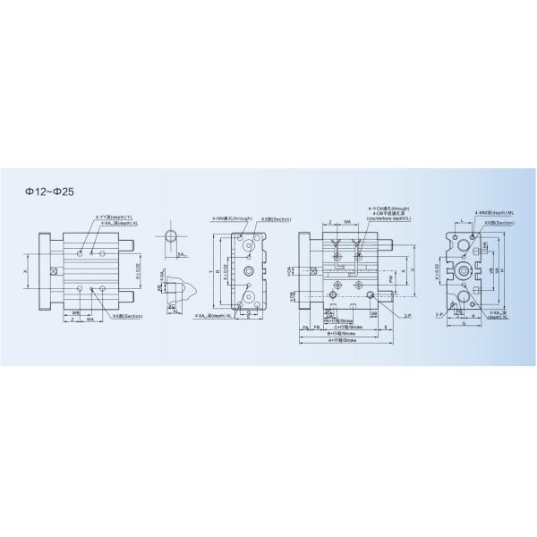 Цилиндр штанги 3 серий цилиндра МГП штанги вала двойных двойной действующий двойной пневматический