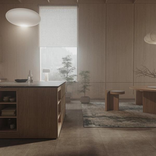 Fabricante de estilo moderno Conjunto completo de diseños de gabinetes de cocina de granos de madera minimalista completo