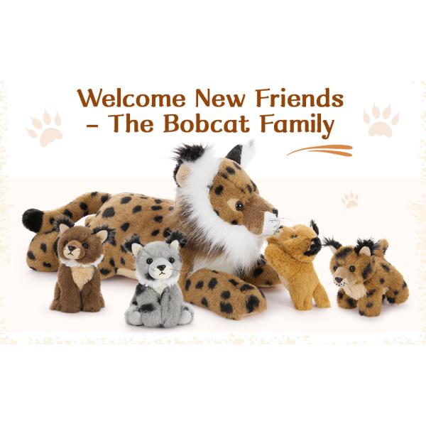 MorisMos 5-Piece Lynx Bobcat Stuffed Animals 18-Inch Soft Polyester Cotton Plush Toys for Kids Perfect Birthday Gift for Boys