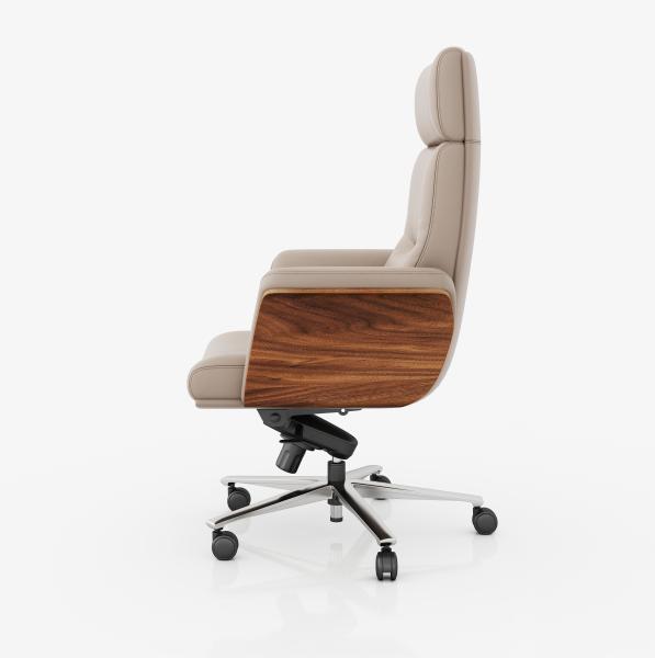 High Back Executive Office Chair Genuine Leather Adjustable Headrest Hot Sale Market Metal Swivel Chair