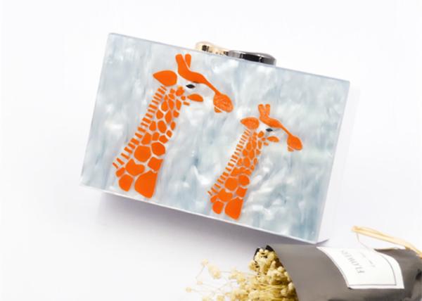Agate Marble Acrylic Clutch Bag , Women' S Clutch Purse With Agiraffe Pattern