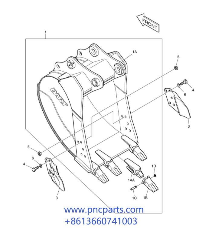 Зуб DH220-5 2713-1217 переходника 2713-1218 зуба DX225LC для Assy ведра