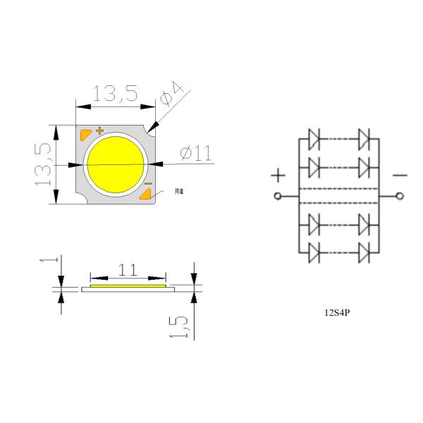 Высокий CRI 1313 Чип LED COB 20W 4000K-6000K 600mA 34V -38V