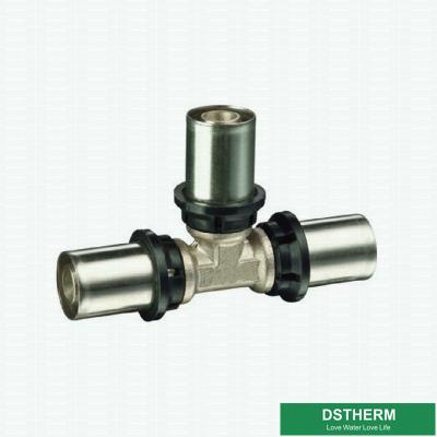 Encaixes de bronze retos rosqueados iguais da união da imprensa do dobro da compressão do T para a tubulação de alumínio de Pex Pex