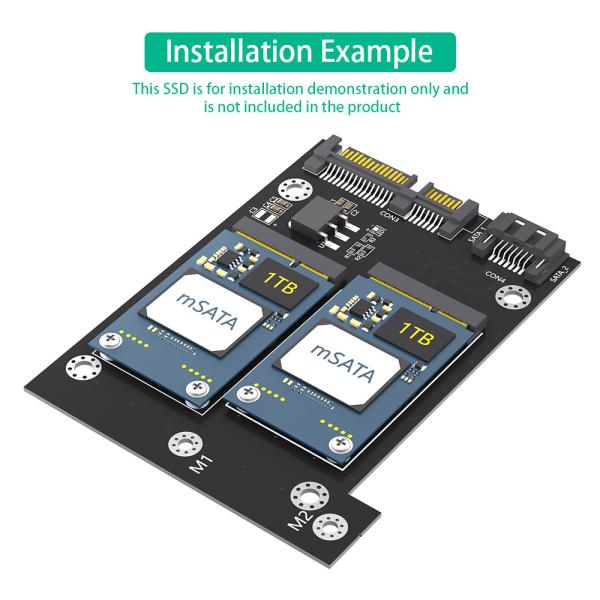Карта с двумя SATA3 конвертерами для полного размера mSATA SSD поддержка 50.95 * 30 мм в черном