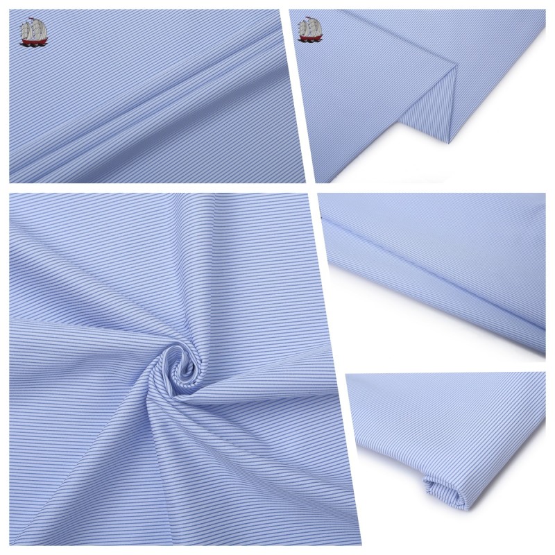 High Density Classic TC Blue Pinstripe Fabric for hotel Uniform