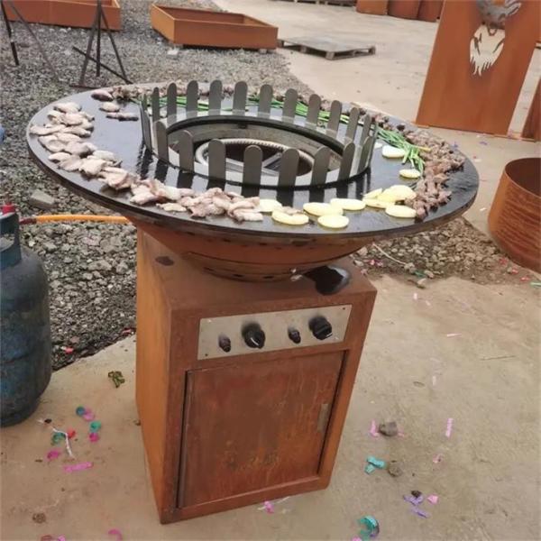Poço da queimadura da grade de Rusty Corten Steel Gas Barbecue do ar livre de Multifonctional