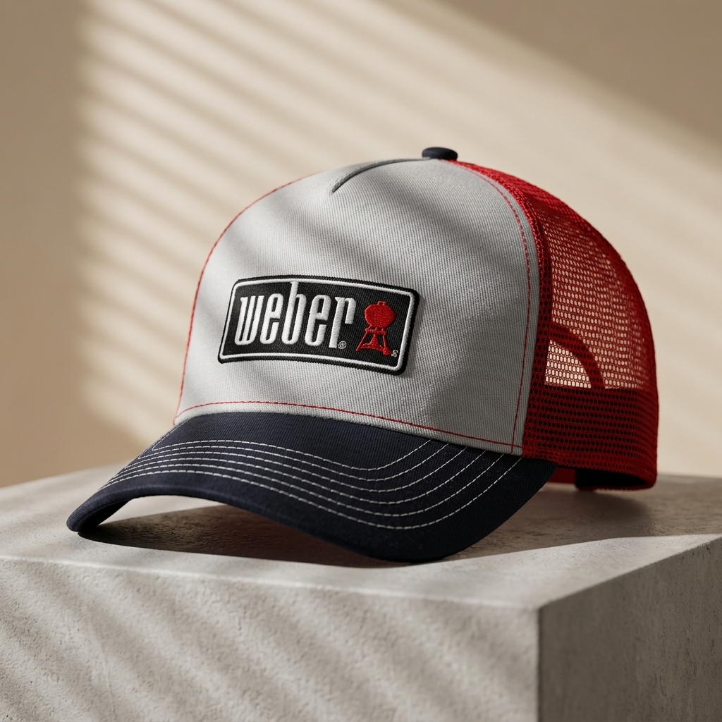 Herringbone Print Custom Printed Trucker Hats Five Panel Crown Design Style