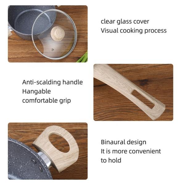 Various Models Grey Kitchen Cookware Sets Maifan Stone With Anti Heat Handle