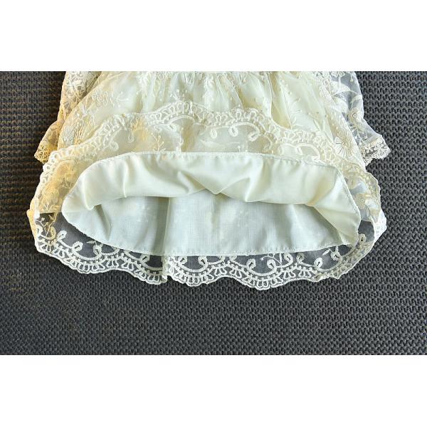 24in Embroidered Lace Children'S Dress Clothing Beige Long Sleeve Princess Wedding Dress