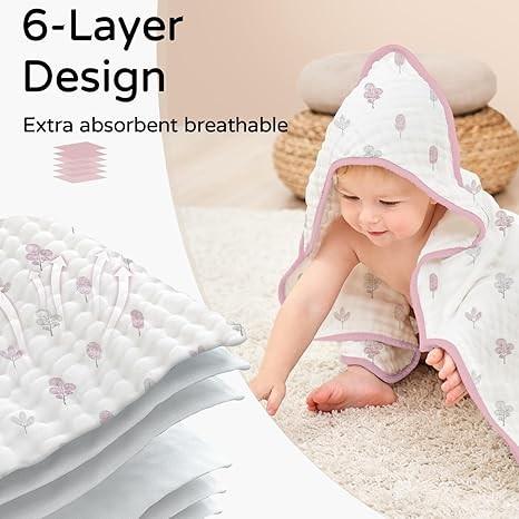 Muslin Skin Friendly Infant Bath Towels Infant Towel Set 32*32 Inches