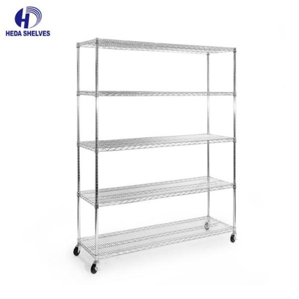 Heavy Duty Metal Wire Shelving Trolley 4 Tier Steel Wire Shelf