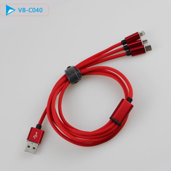 High Light Three In One Charging Cable Aluminum Alloy Housing for IOS Android Devices