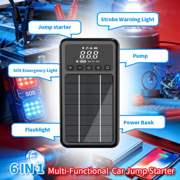 Portable 24V Car Battery Booster with 1000A Peak Current, 150PSI Smart Tire Inflator and PD45W Two-Way Fast Charging