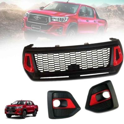 Matte Black Red Modified Car Parts Abs Front Grille Grill For Toyota Hilux Revo Rocco M70 M80 18-20