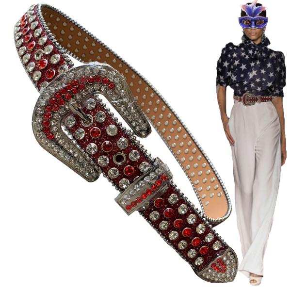 SGS Belt Buckle Hardware , Catwalk Girdle Rhinestone Womens Belt 42 inches Length