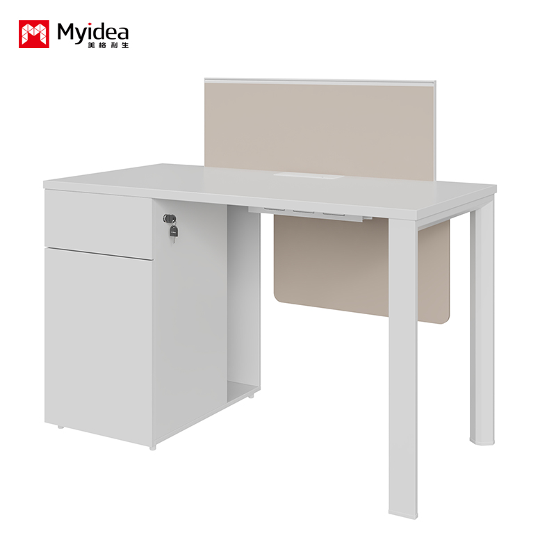 Commercial-Grade Single Workstation with Steel Frame and Lockable Storage Unit – Ideal for Open-Plan Offices and Collaborative Workspaces.