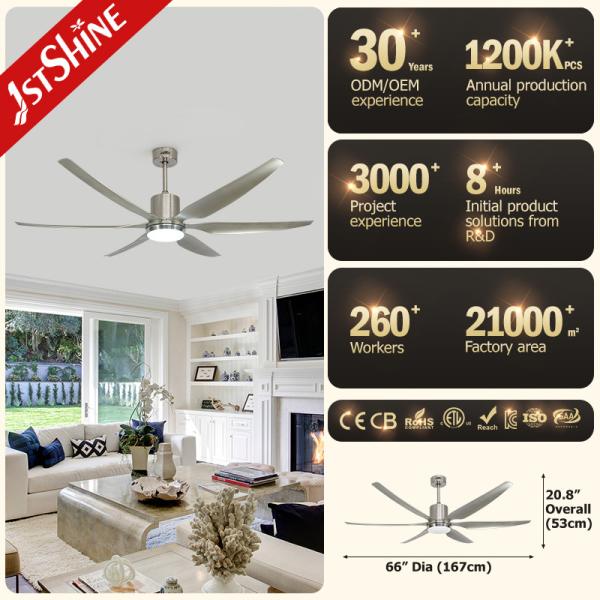 6 lâminas ABS Motor DC silencioso Controle remoto da aplicação Ventilador de teto LED com luz