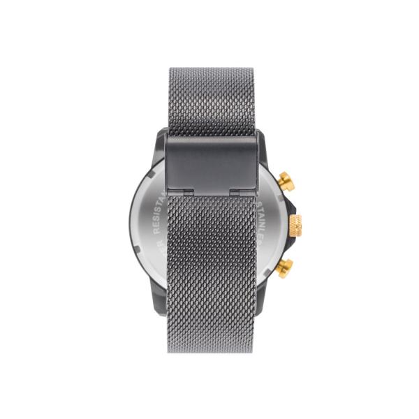 Mesh band stainless steel case men chronograph watch with 5atm water resistant