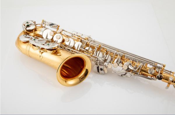 Golden Eb Alto Saxophone Sax Brass Body White Shell Keys Woodwind Instrument saxophone soprano  The timbre of the instru