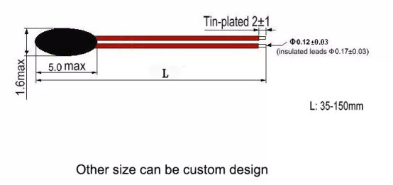 High Precision MF52 NTC Thermistor Resin Encapsulated Bead Type Temperature Sensor, Fast Response Miniature Negative Temperature Coefficient Thermistor with Wide Resistance Range