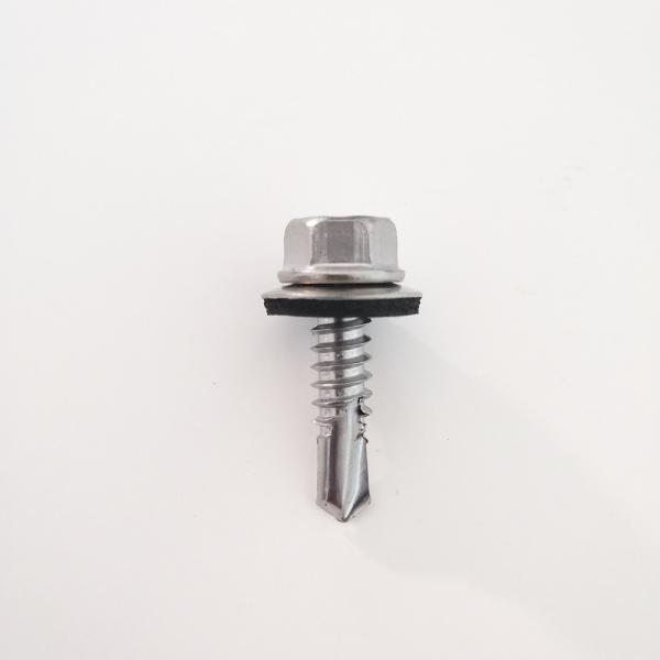 12g SS AISI 410 Hex Self Threading Drilling Screws With 16mm EPDM Sealing Washer