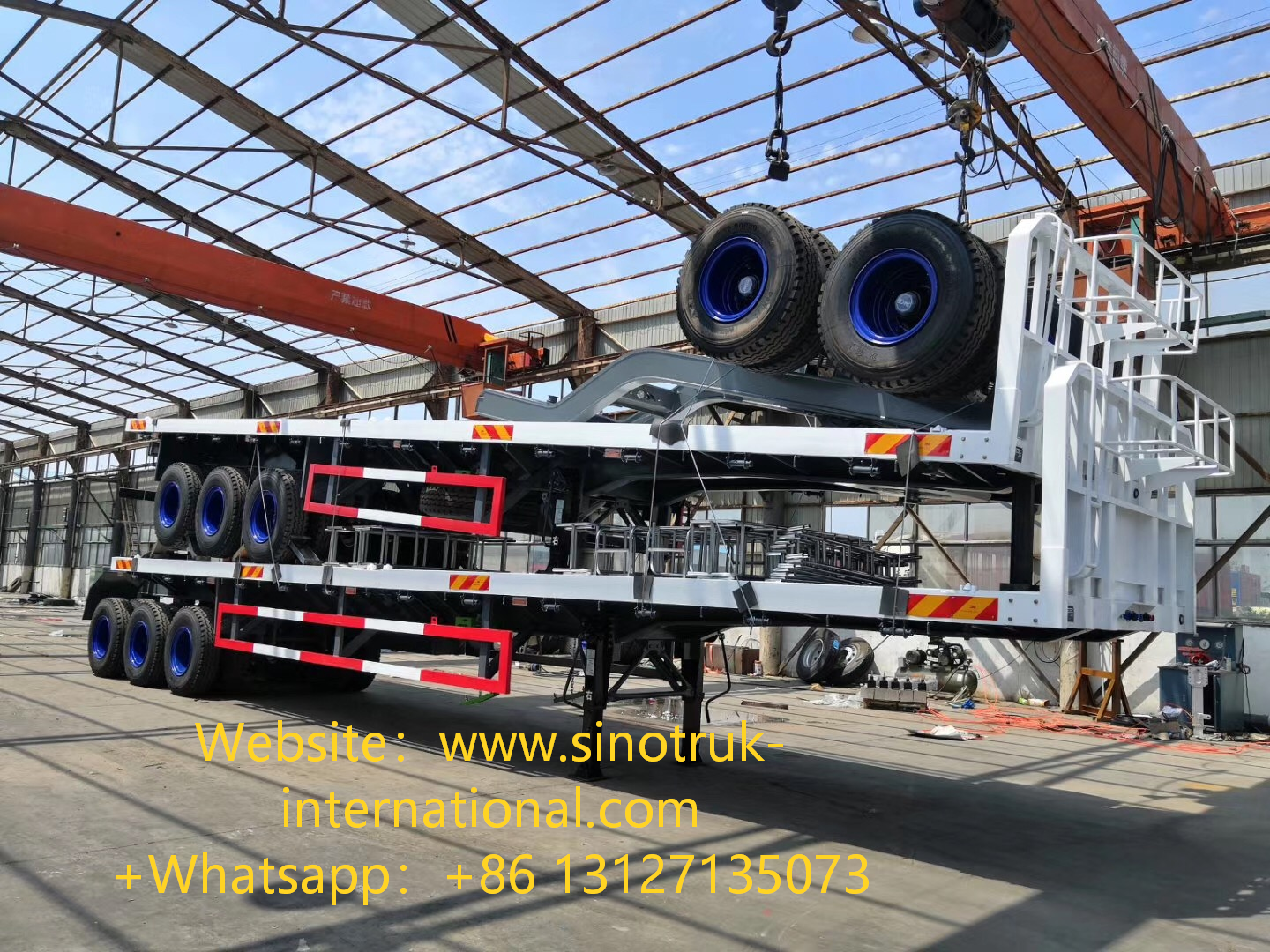3 Axle Flatbed Semi Trailer 2×20Feet or 40Feet For Container Carrying
Product Details