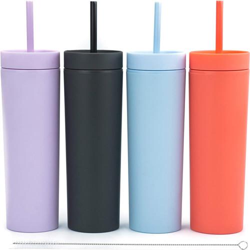16oz Double Wall Matte Pastel Colored Acrylic Tumblers With Lids And Straws