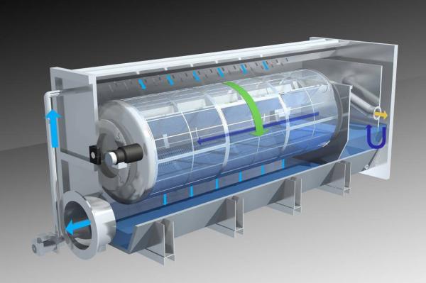 2.9KW 510kg/H Rotary Drum Filter Stainless Steel Drum Filter Industrial Waste Water Treatment