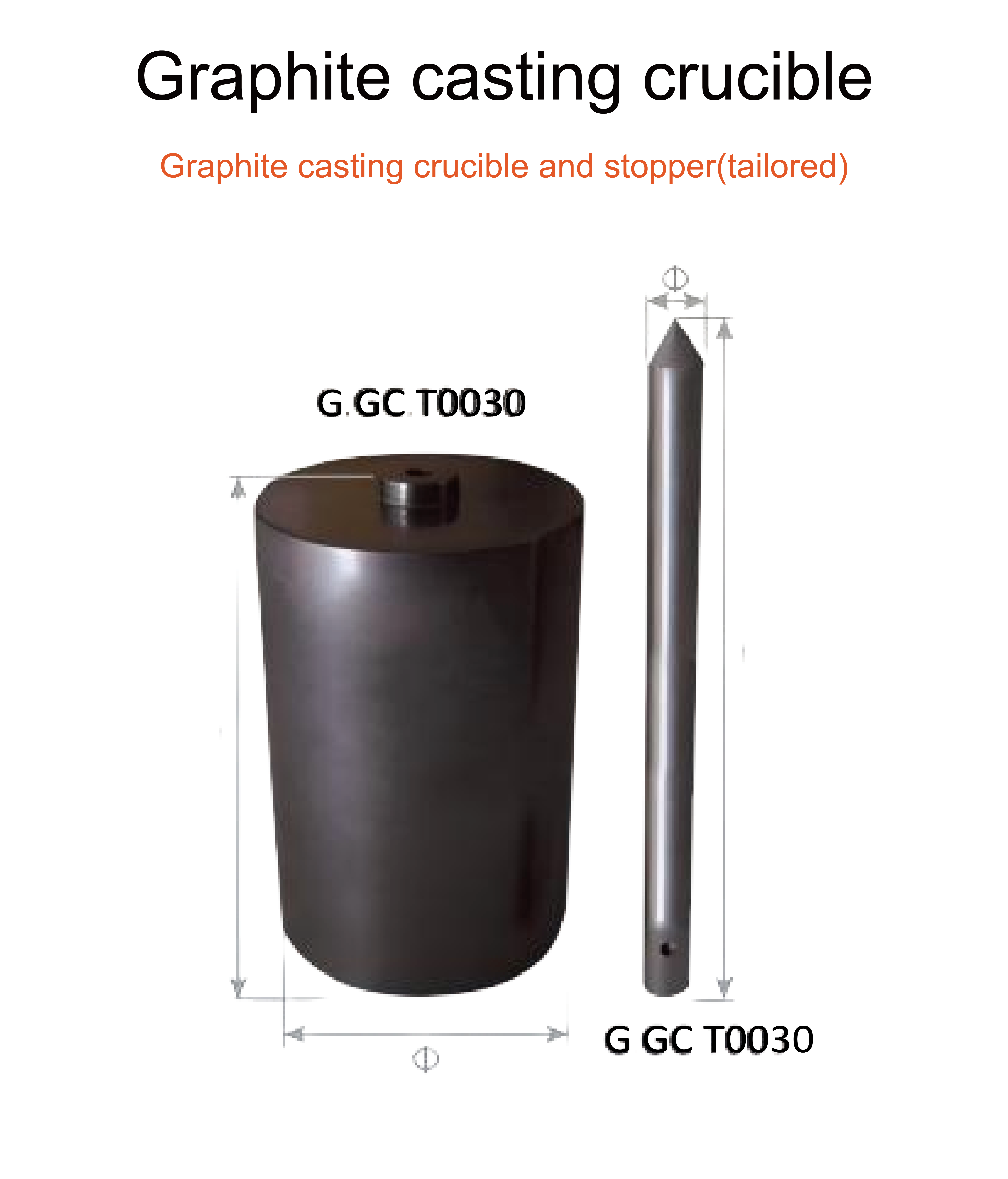 Graphite Casting Crucible & Stopper For Topcast Casting Machine