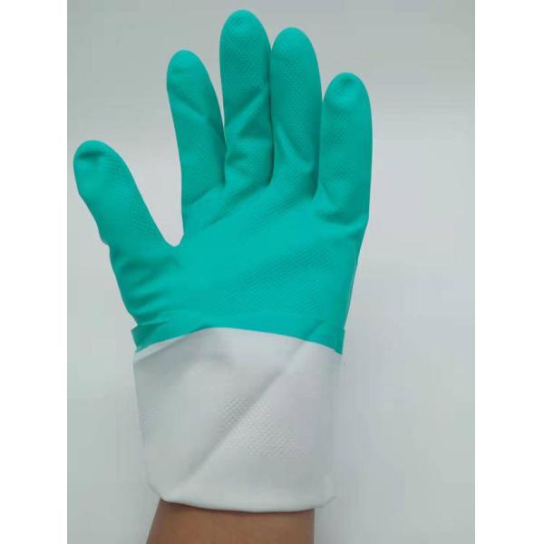 Industrial Green Nitrile Gloves  Protect Against Chemicals 15 Mil Thickness