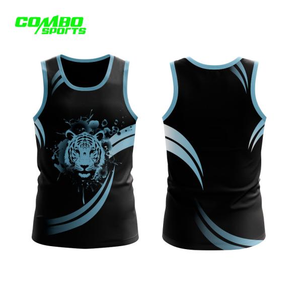 Sublimation Print Breathable Quick Dry Sports Men Singlet Round Neck