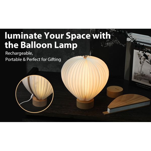 RGB LED Rechargeable Cordless Hot Air Balloon Paper Lamp Origami Desk Night Light