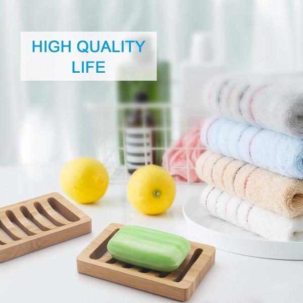 Eco Friendly Natural Wooden Soap Storage Rack Bamboo Wood Soap Dish Holder for Bathroom