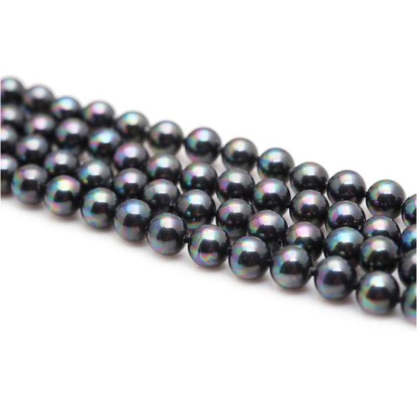 Luxury Colorful Black Round 8mm Shell Pearl Sweater Necklace 55 Inches (N08516)