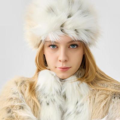 Snow Leopard Print Faux Fur Cossack Hat