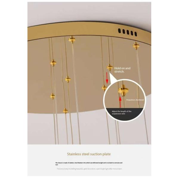 Éclairage de l'escalier du hall d'hôtel Aluminium et lampe suspendue en cristal pour un design moderne