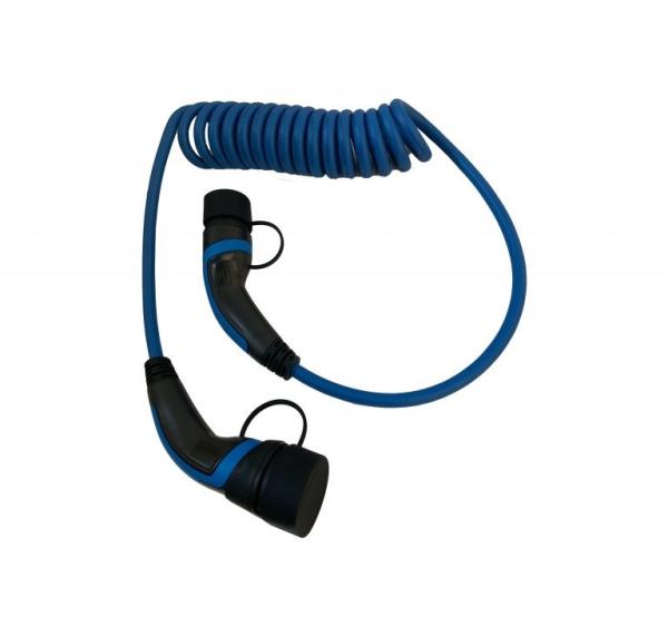 16A 480V 3 Phase 11kW Coiled EV Charging Cable Type 2 To Type 2 IEC 62196